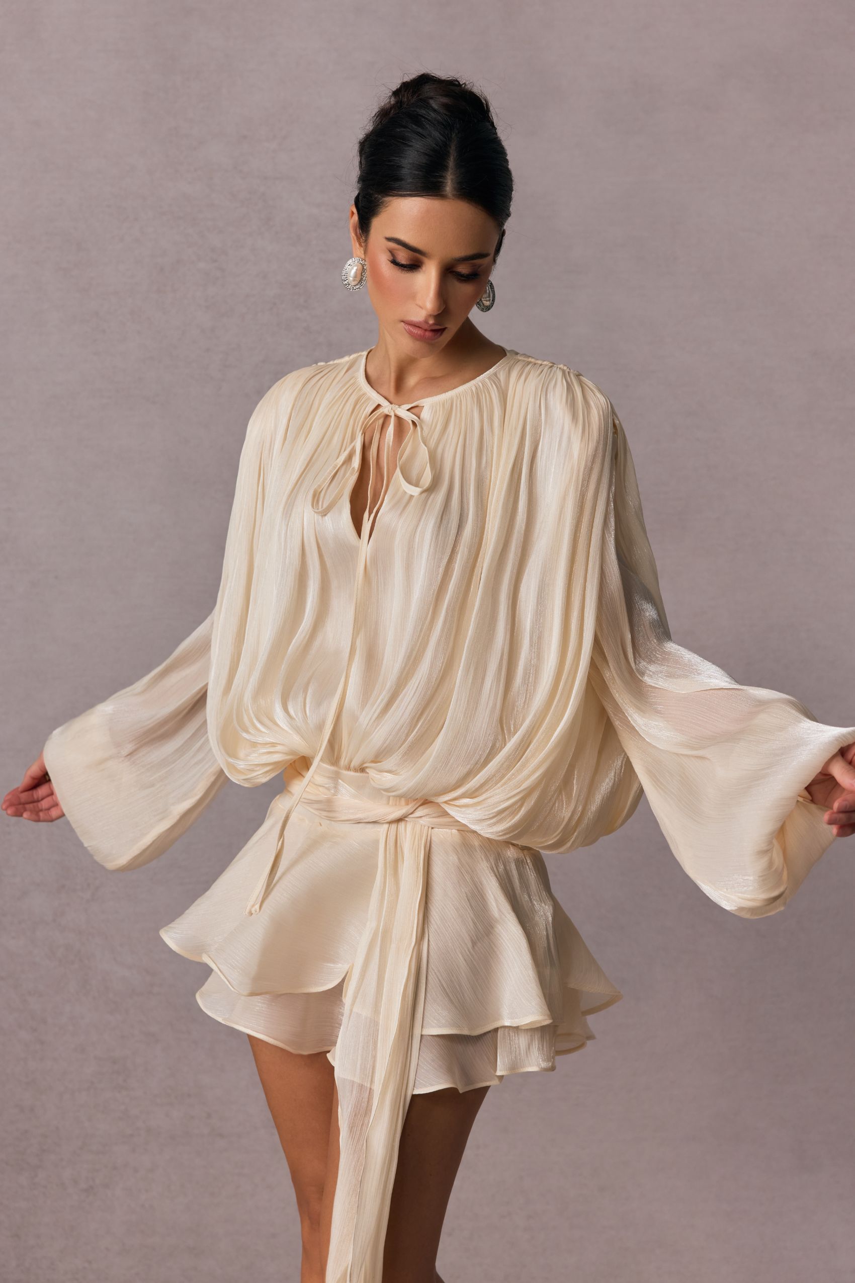 Elare - Kadın Pilili Detaylı Mini Elbise