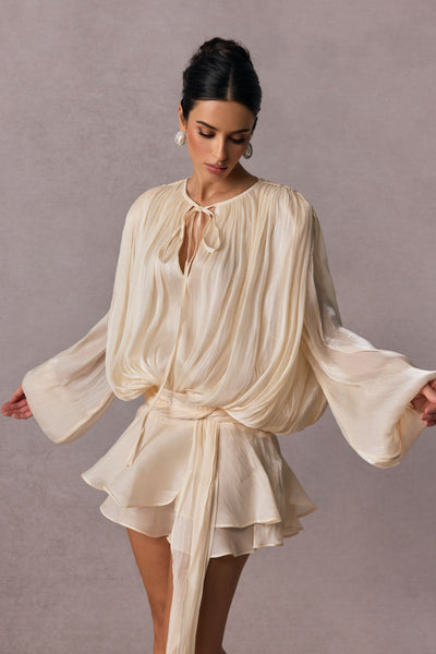 Elare - Kadın Pilili Detaylı Mini Elbise
