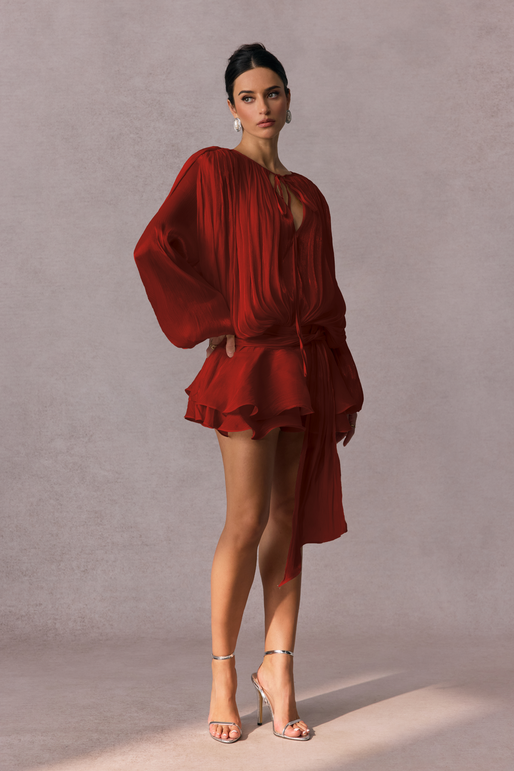 Elare - Kadın Pilili Detaylı Mini Elbise