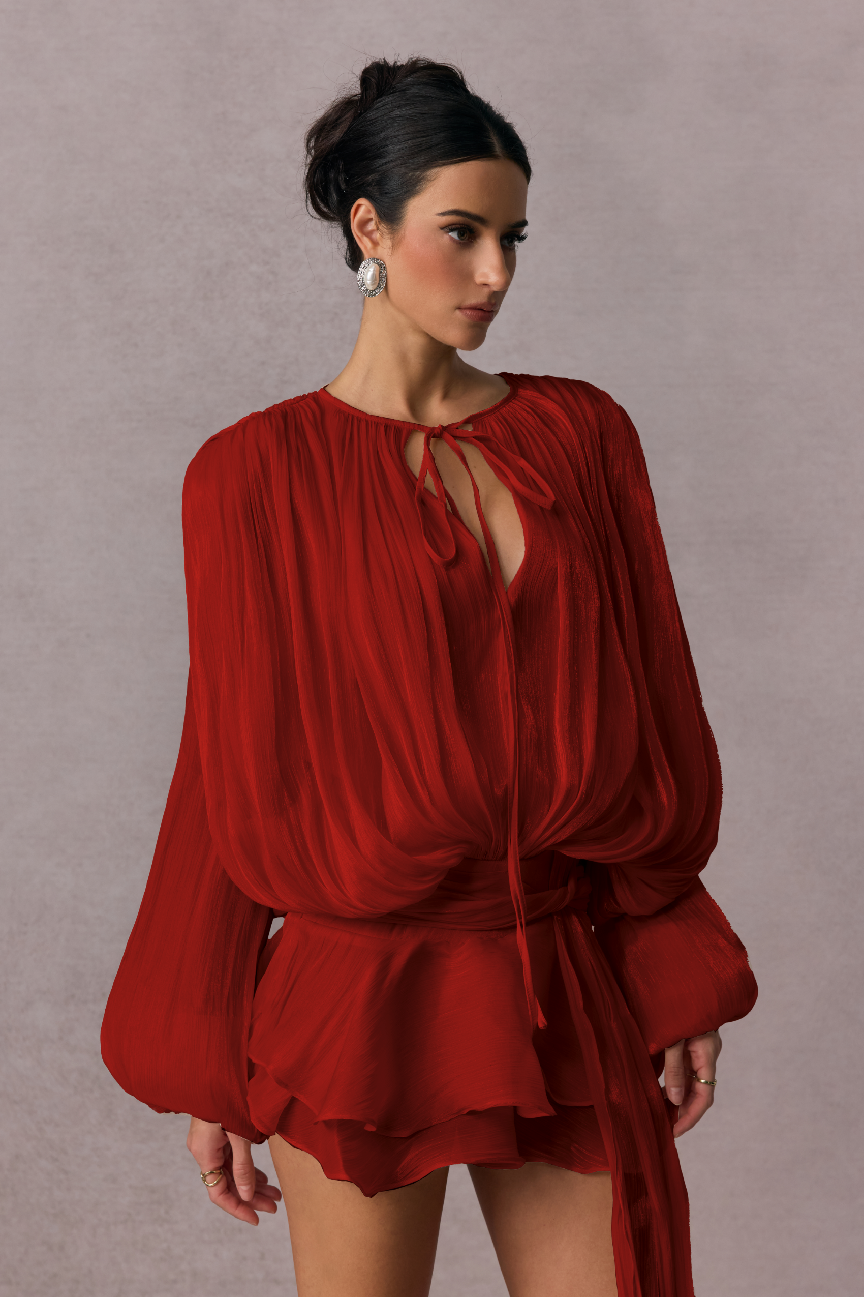 Elare - Kadın Pilili Detaylı Mini Elbise
