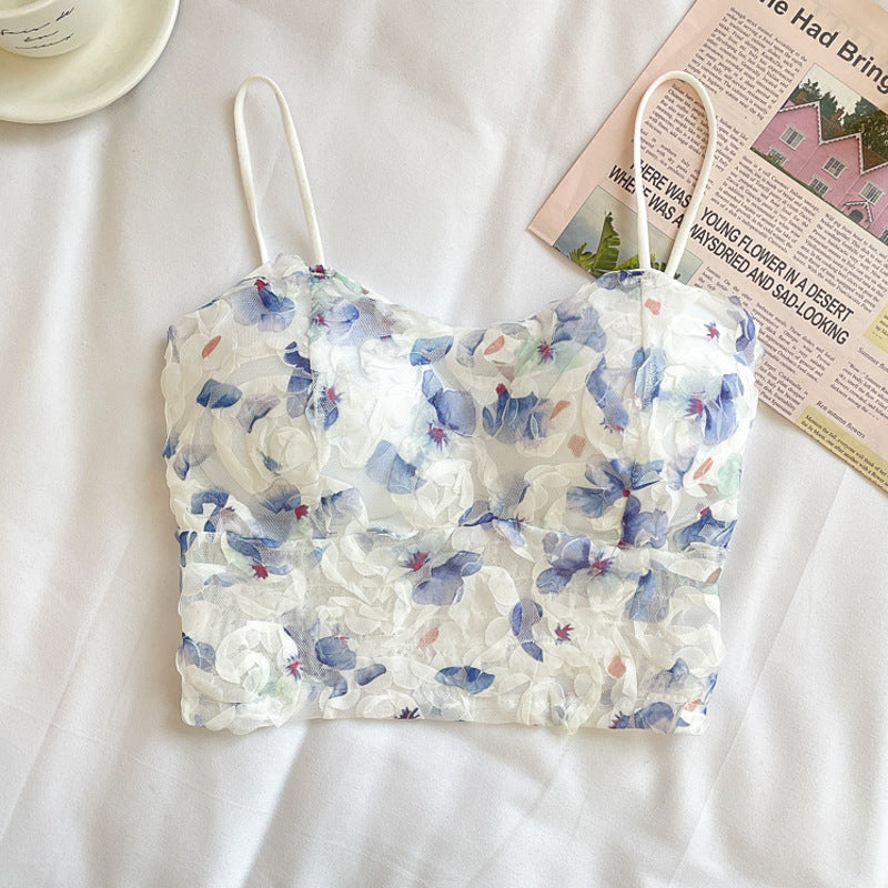 Shockes - Çiçekli Dantelli Kadın Crop