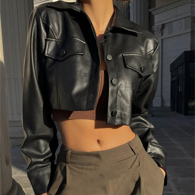 Virzestena - Black Chic Deri Ceket