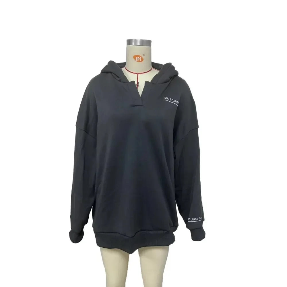 Listetta -  Kadın Yazı Baskılı Kapüşonlu Sweatshirt