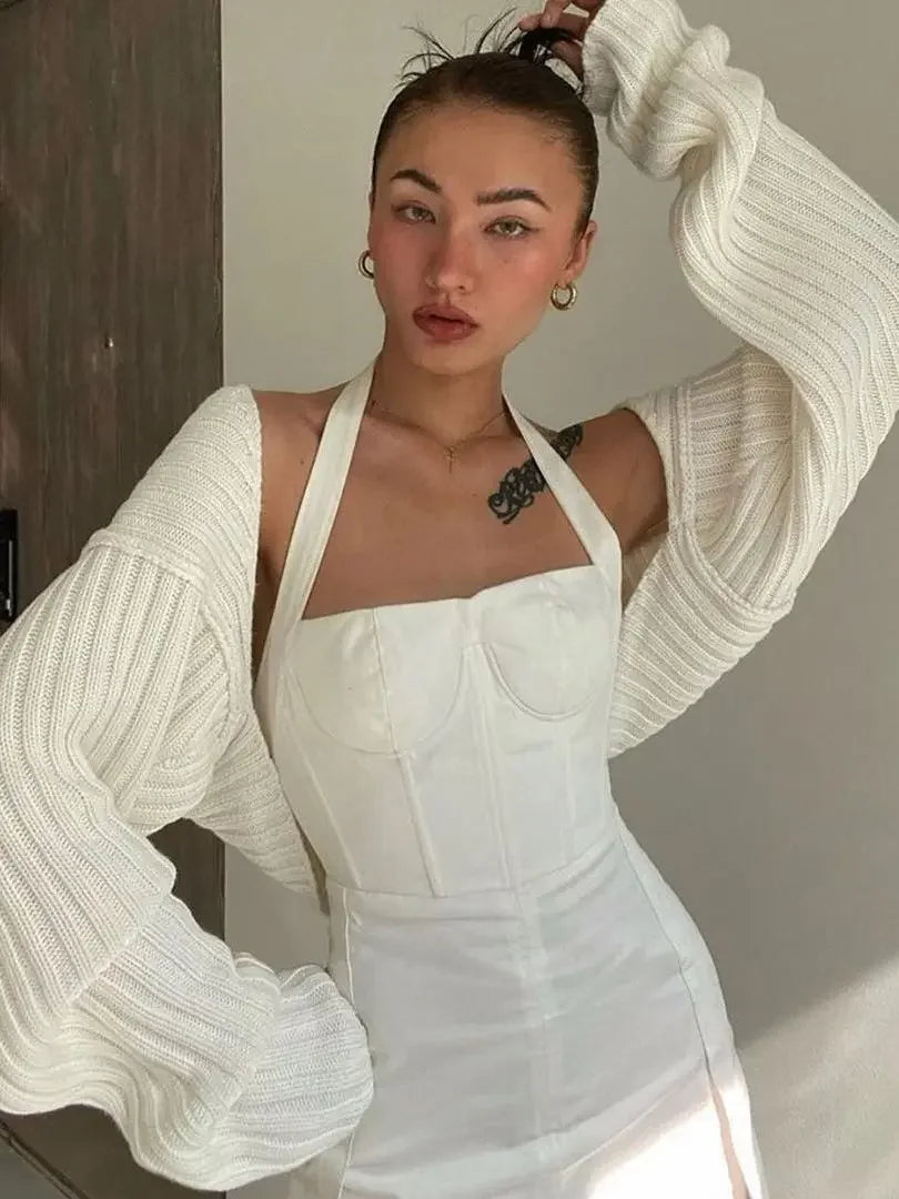Pi Amorta - Seksi V Yaka Ultra Kısa Örme Kazak