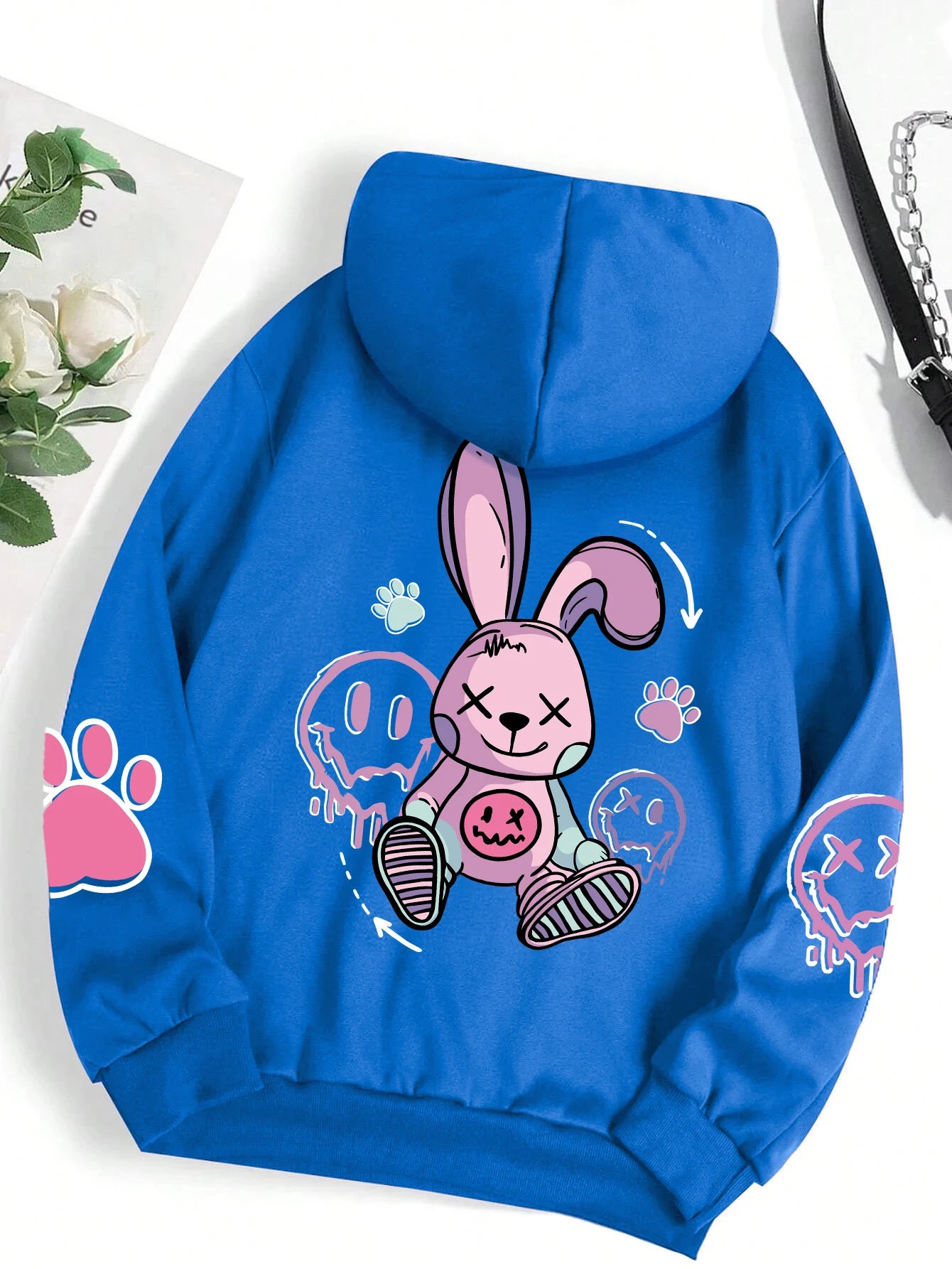 Lorvesta - Kadın Oversize Baskılı Polar Hoodie