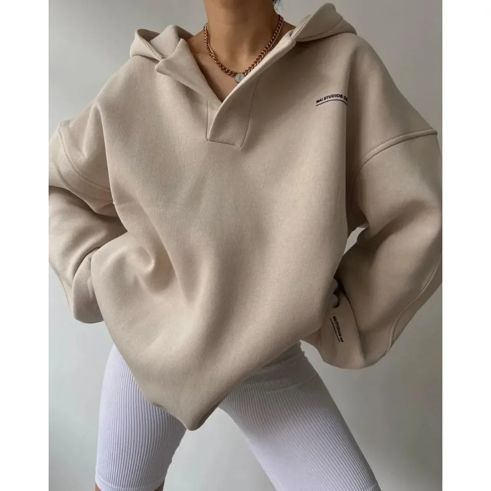 Listetta -  Kadın Yazı Baskılı Kapüşonlu Sweatshirt