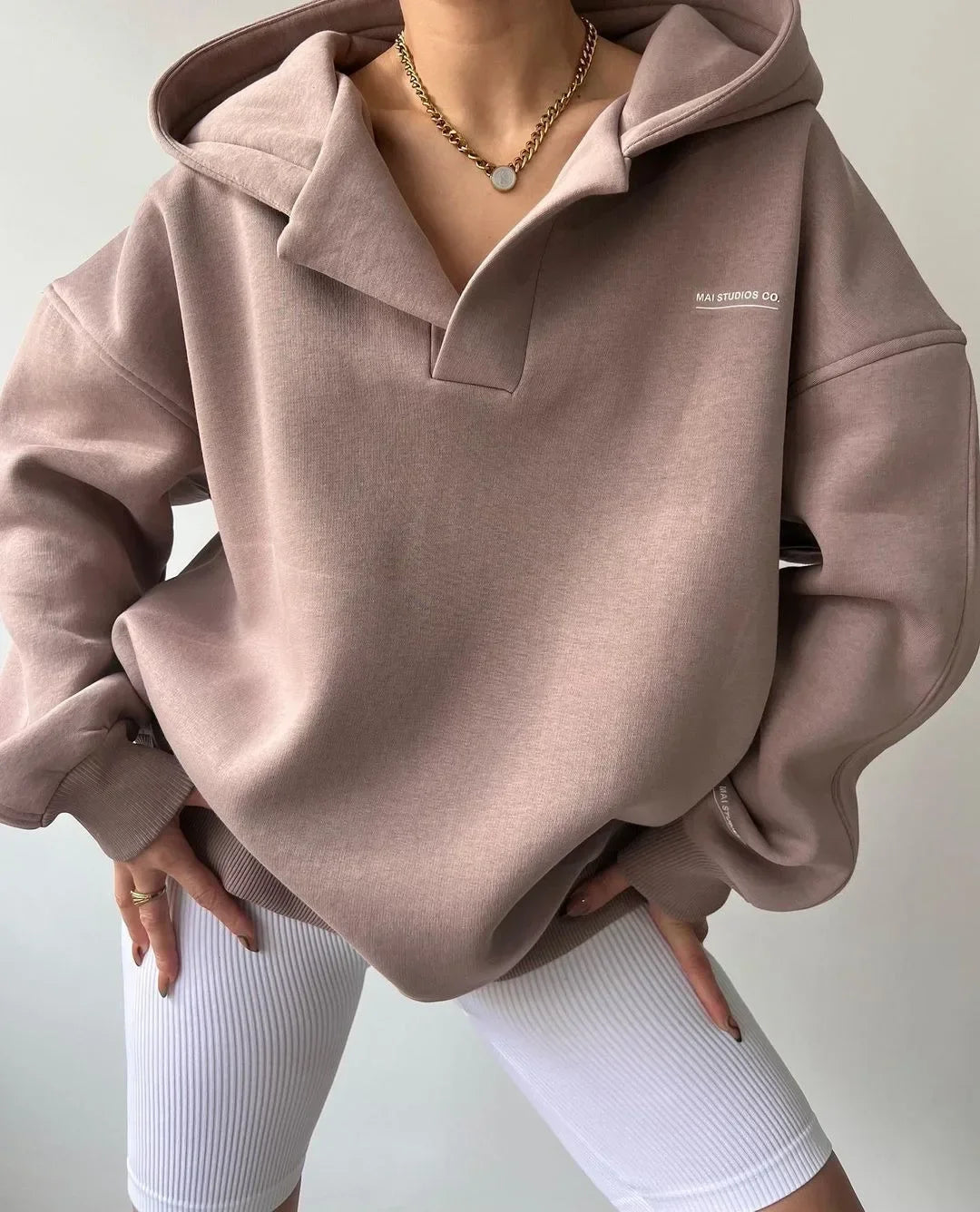 Listetta -  Kadın Yazı Baskılı Kapüşonlu Sweatshirt