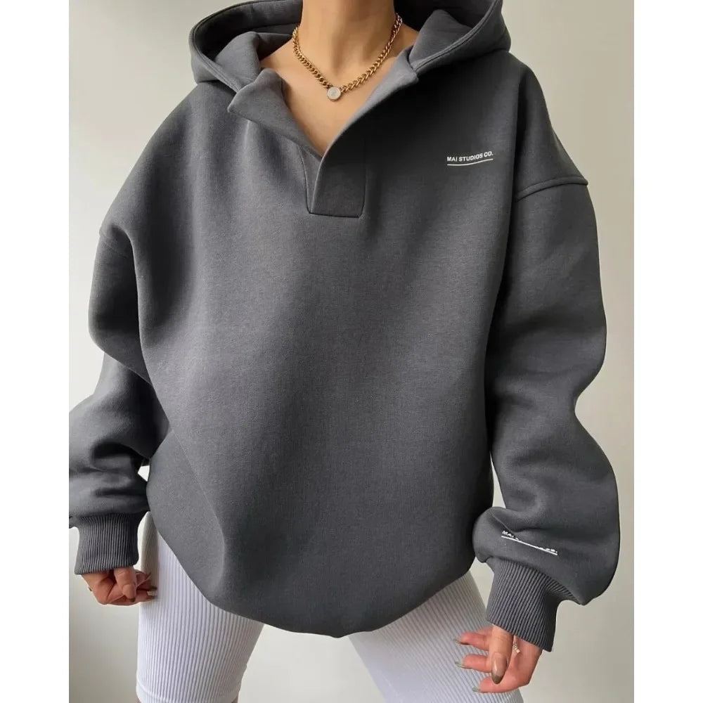 Listetta -  Kadın Yazı Baskılı Kapüşonlu Sweatshirt
